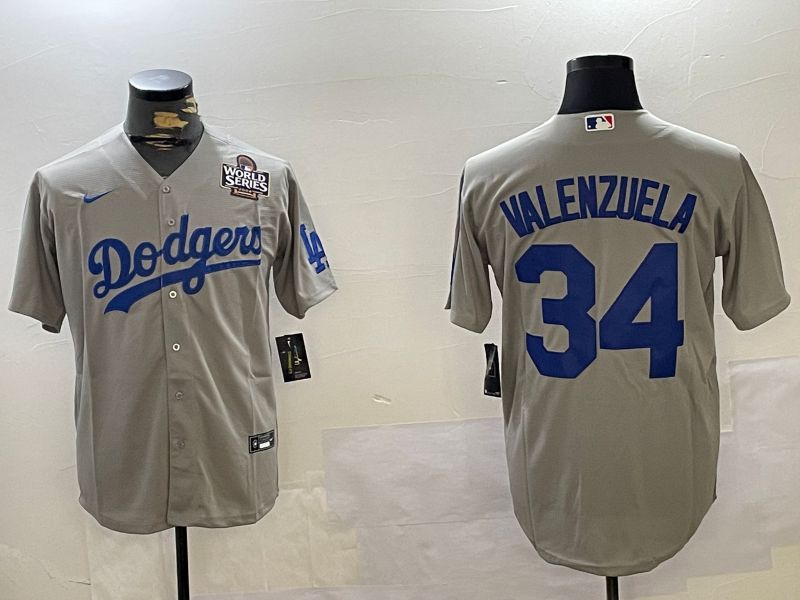 Men Los Angeles Dodgers #34 Valenzuela Grey Game 2024 Nike MLB Jersey style 11206->los angeles dodgers->MLB Jersey
